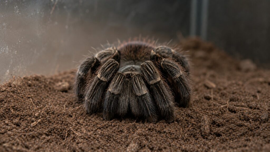 tarantula death curl, Tarantula in a death curl with its legs folded tightly underneath its body