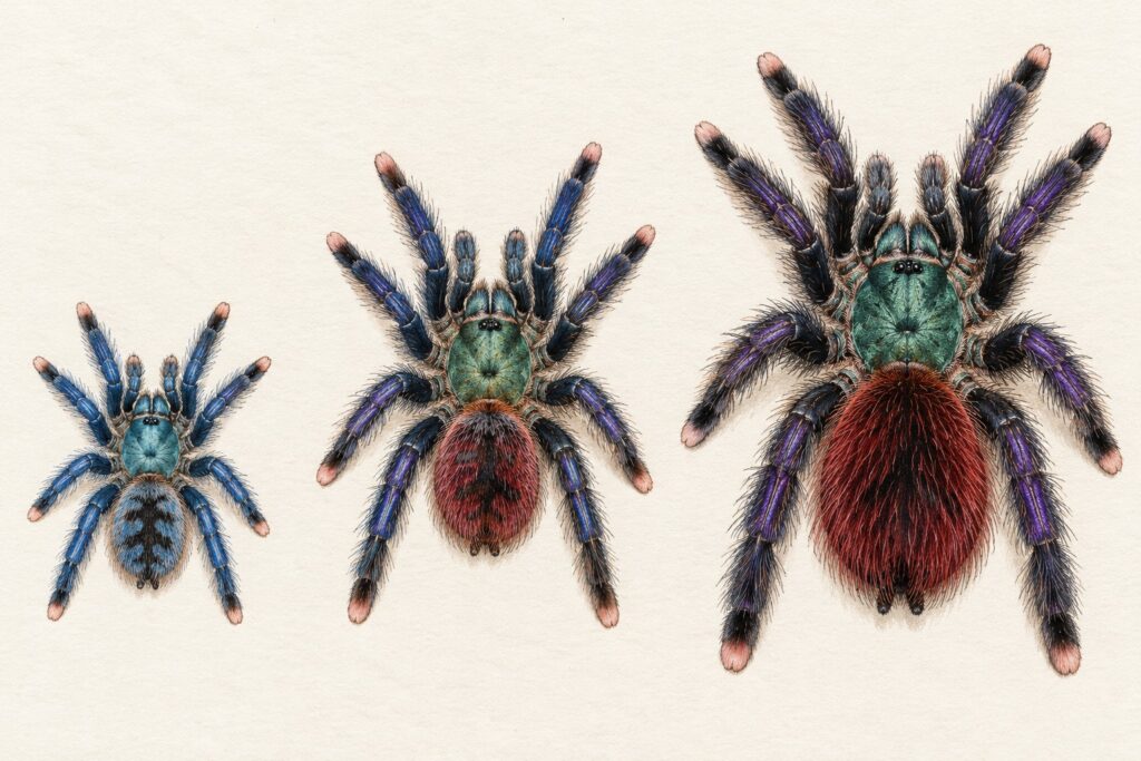 Antilles pink toe colour change from blue sling to green and red adult